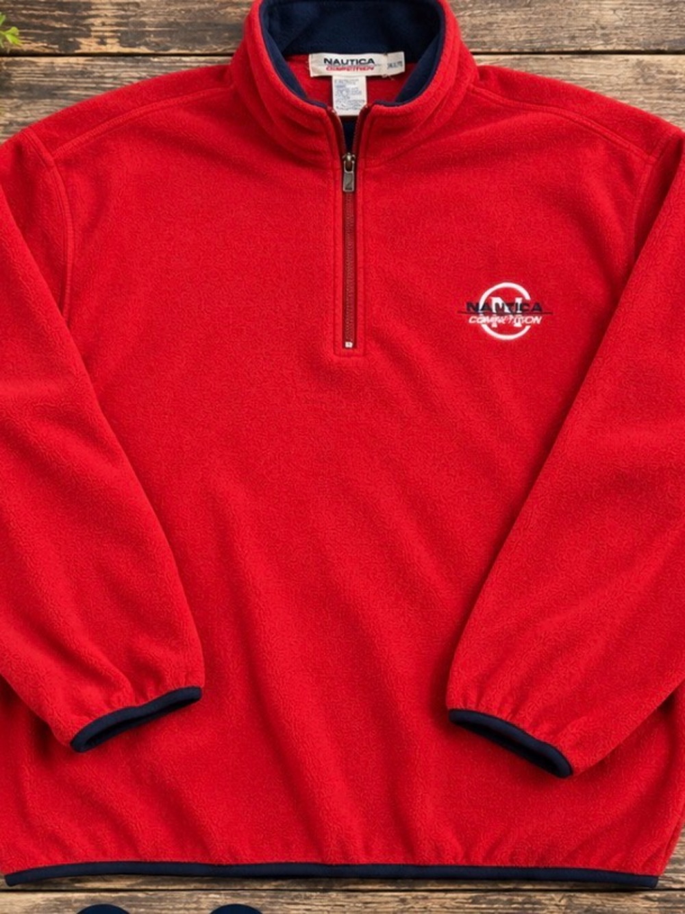 Nautica Bright Red Quarter-Zip Fleece Pullover